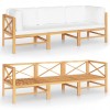 3-Seater Garden Sofa with Cream Cushions Solid Teak Wood