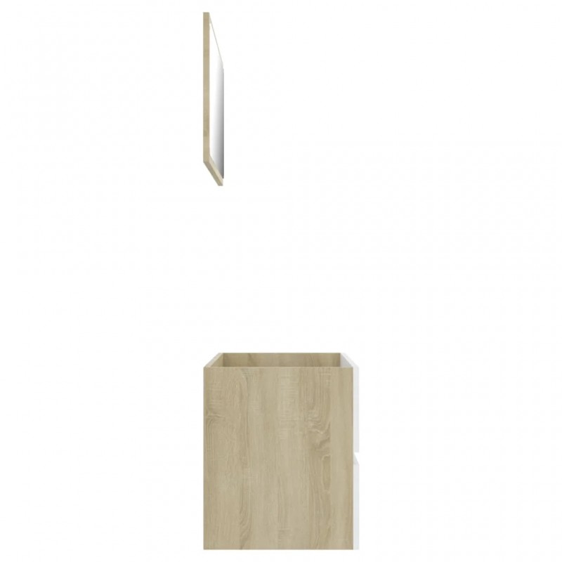 2 Piece Bathroom Furniture Set White and Sonoma Oak Engineered Wood 2 Piece Bathroom Furniture Set White and Sonoma Oak Engineered Wood