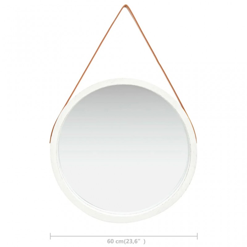 Wall Mirror with Strap 60 cm White Wall Mirror with Strap 60 cm White