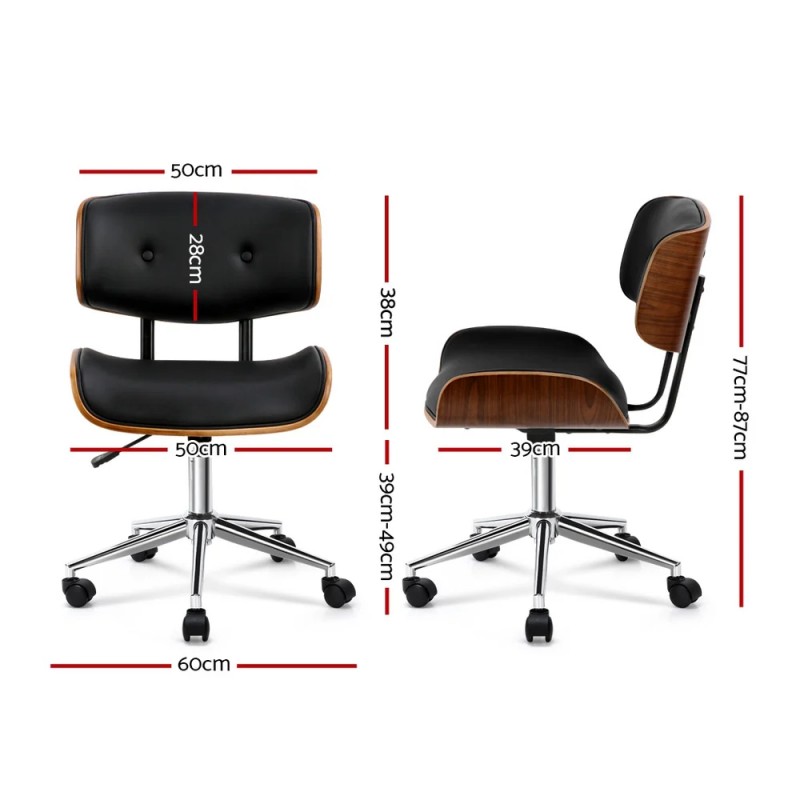 Artiss Wooden Office Chair Fabric Seat Black Artiss Wooden Office Chair Fabric Seat Black