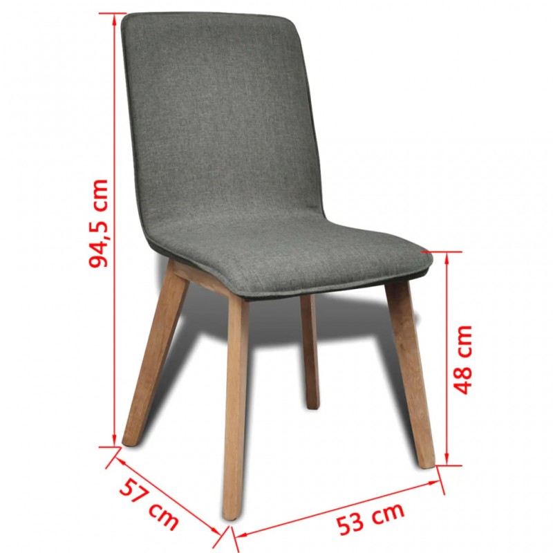 Dining Chairs 2 pcs Light Grey Fabric and Solid Oak Wood Dining Chairs 2 pcs Light Grey Fabric and Solid Oak Wood