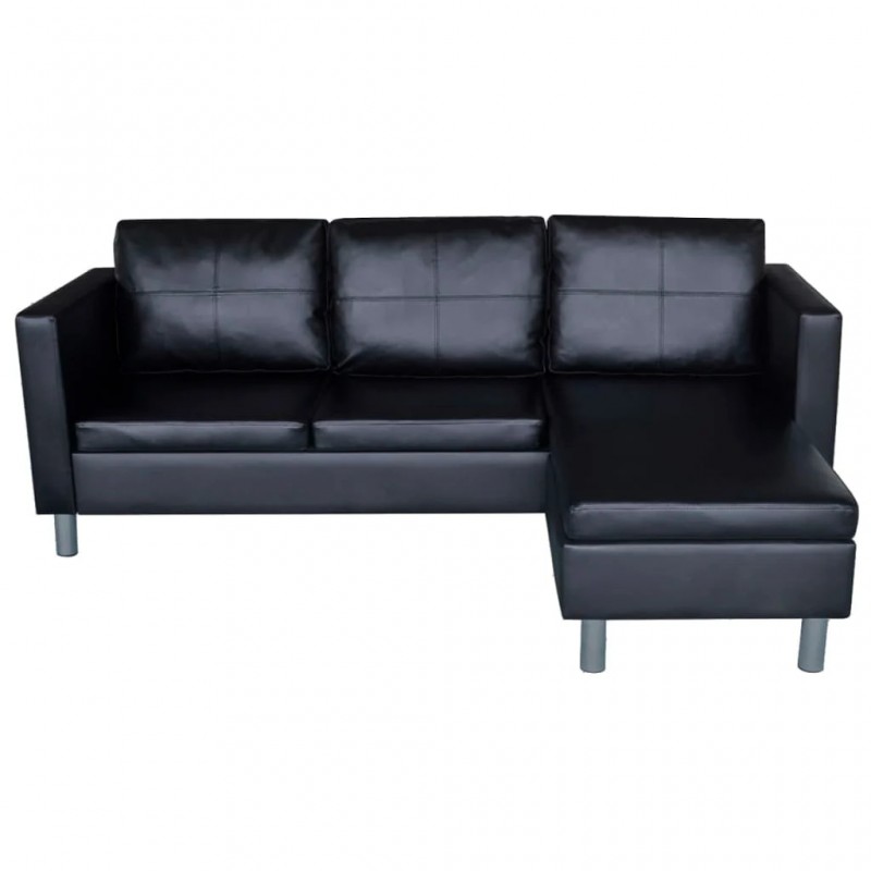 Sectional Sofa 3-Seater Artificial Leather Black Sectional Sofa 3-Seater Artificial Leather Black