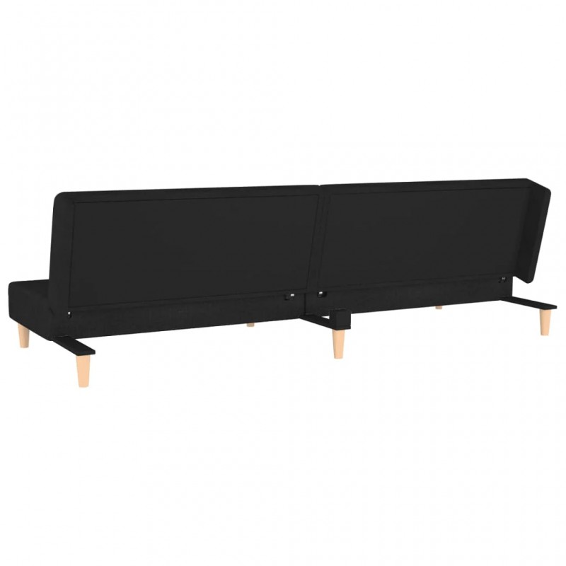 2-Seater Sofa Bed with Two Pillows Black Fabric 2-Seater Sofa Bed with Two Pillows Black Fabric