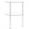 2-Tier Side Table Transparent 38 cm Tempered Glass