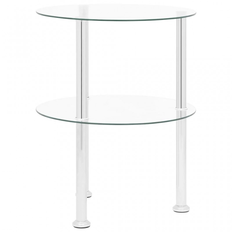 2-Tier Side Table Transparent 38 cm Tempered Glass 2-Tier Side Table Transparent 38 cm Tempered Glass