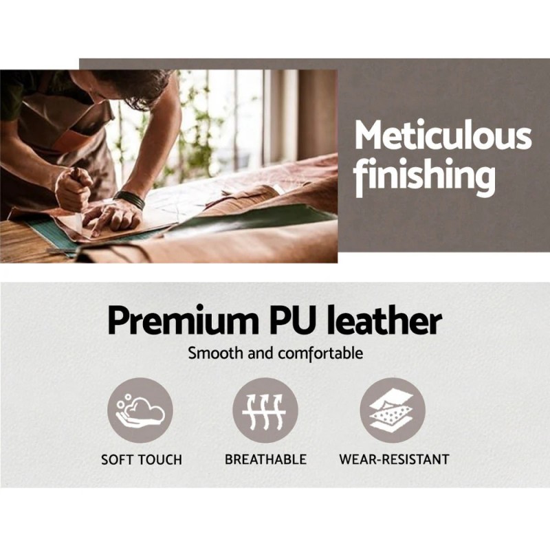 Artiss Wooden Office Chair Leather Seat White Artiss Wooden Office Chair Leather Seat White