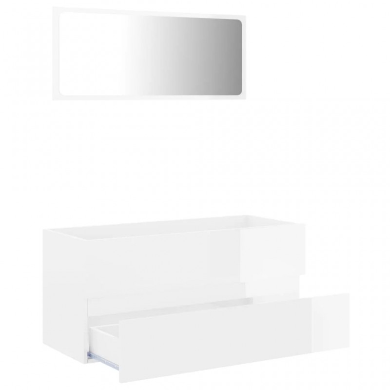 2 Piece Bathroom Furniture Set High Gloss White Engineered Wood 2 Piece Bathroom Furniture Set High Gloss White Engineered Wood