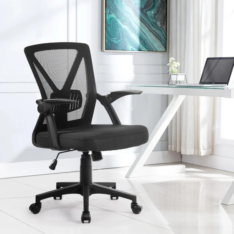 Artiss Mesh Office Chair Mid Back Black Artiss Mesh Office Chair Mid Back Black
