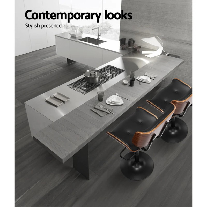 Artiss 4x Bar Stools Gas Lift Leather All Black Artiss 4x Bar Stools Gas Lift Leather All Black