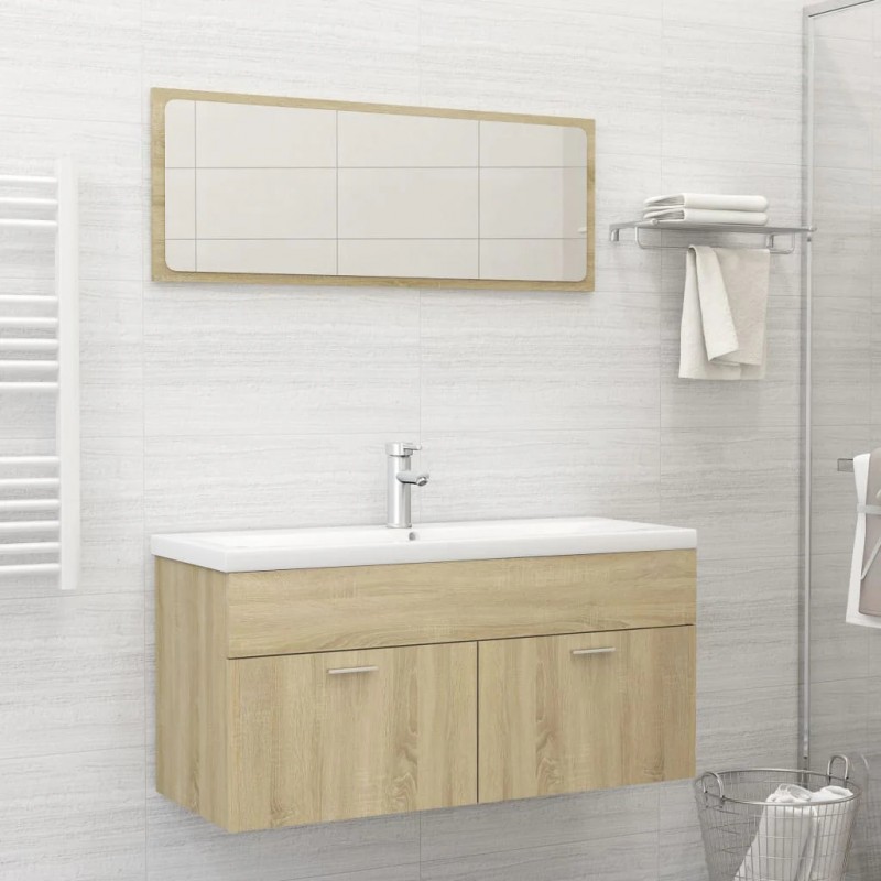 Bathroom Furniture Set Sonoma Oak Engineered Wood