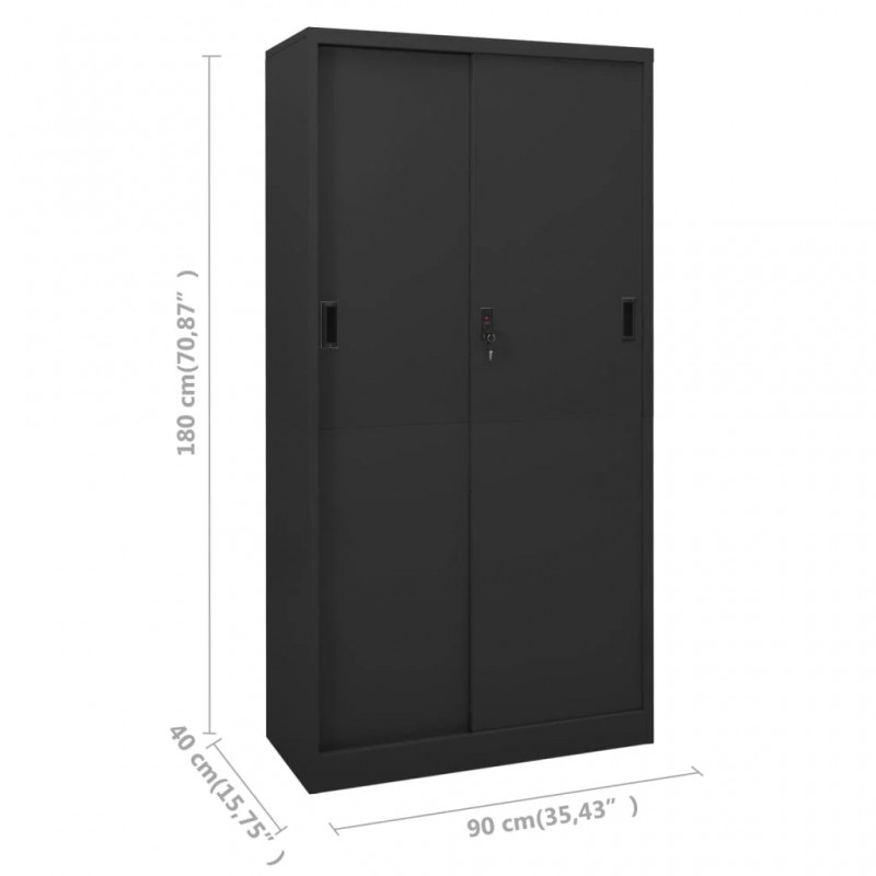 Office Cabinet with Sliding Door Anthracite 90x40x180 cm Steel Office Cabinet with Sliding Door Anthracite 90x40x180 cm Steel