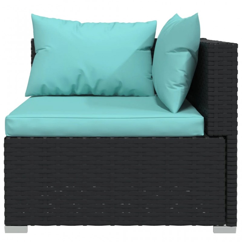 2-Seater Sofa with Cushions Black Poly Rattan 2-Seater Sofa with Cushions Black Poly Rattan