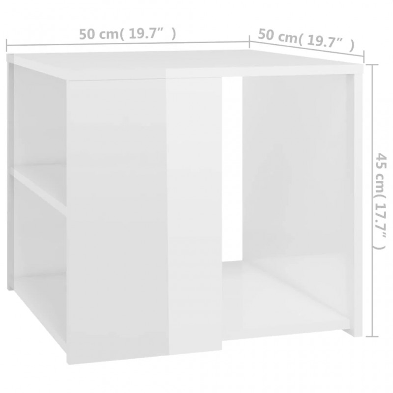 Side Table High Gloss White 50x50x45 cm Engineered Wood Side Table High Gloss White 50x50x45 cm Engineered Wood