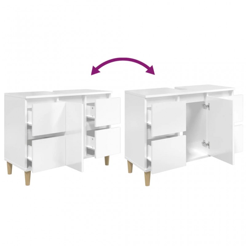 Sink Cabinet High Gloss White 80x33x60 cm Engineered Wood Sink Cabinet High Gloss White 80x33x60 cm Engineered Wood