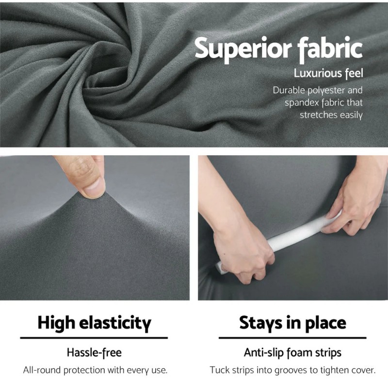 Artiss Sofa Cover Elastic Stretchable Couch Covers Grey 4 Seater Artiss Sofa Cover Elastic Stretchable Couch Covers Grey 4 Seater