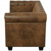 Chesterfield Sofa 2-Seater Artificial Leather Brown