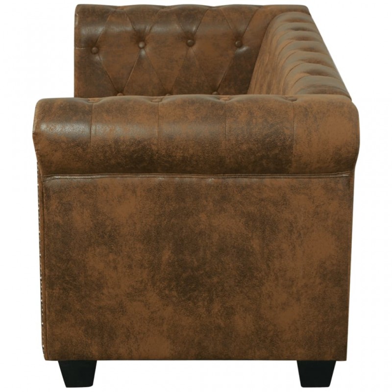 Chesterfield Sofa 2-Seater Artificial Leather Brown Chesterfield Sofa 2-Seater Artificial Leather Brown