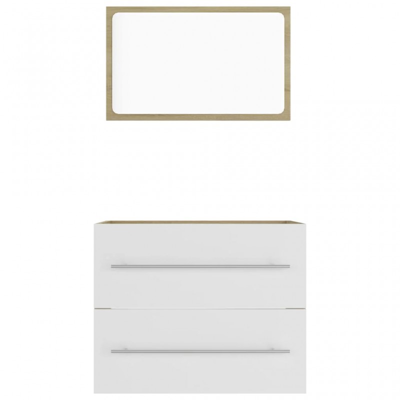 2 Piece Bathroom Furniture Set White and Sonoma Oak Engineered Wood 2 Piece Bathroom Furniture Set White and Sonoma Oak Engineered Wood