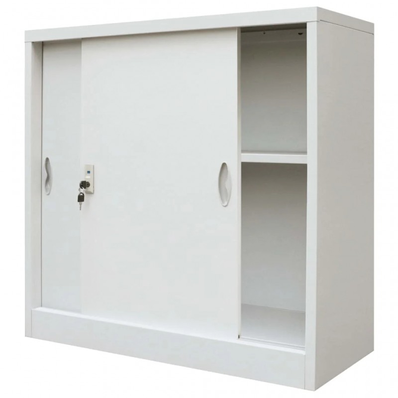 Office Cabinet with Sliding Doors Metal 90x40x90 cm Grey Office Cabinet with Sliding Doors Metal 90x40x90 cm Grey