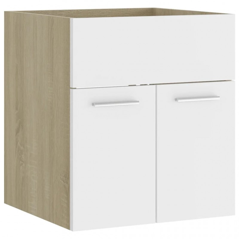 Bathroom Furniture Set White and Sonoma Oak Engineered Wood Bathroom Furniture Set White and Sonoma Oak Engineered Wood