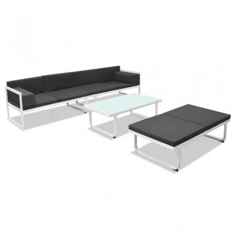 4 Piece Garden Lounge Set with Cushions Aluminium Black 4 Piece Garden Lounge Set with Cushions Aluminium Black
