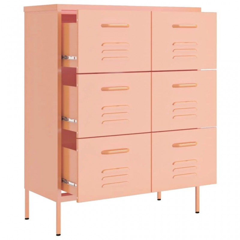 Drawer Cabinet Pink 80x35x101.5 cm Steel Drawer Cabinet Pink 80x35x101.5 cm Steel