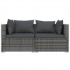2-Seater Sofa with Cushions Grey Poly Rattan