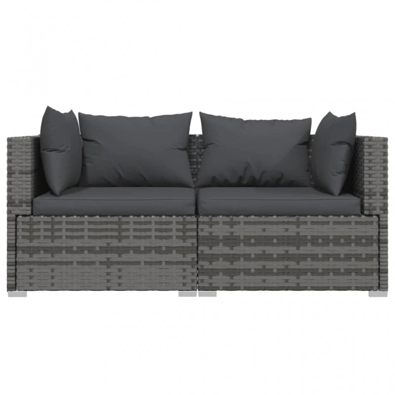 2-Seater Sofa with Cushions Grey Poly Rattan 2-Seater Sofa with Cushions Grey Poly Rattan
