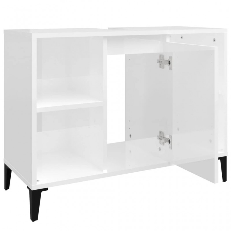 Sink Cabinet High Gloss White 80x33x60 cm Engineered Wood Sink Cabinet High Gloss White 80x33x60 cm Engineered Wood