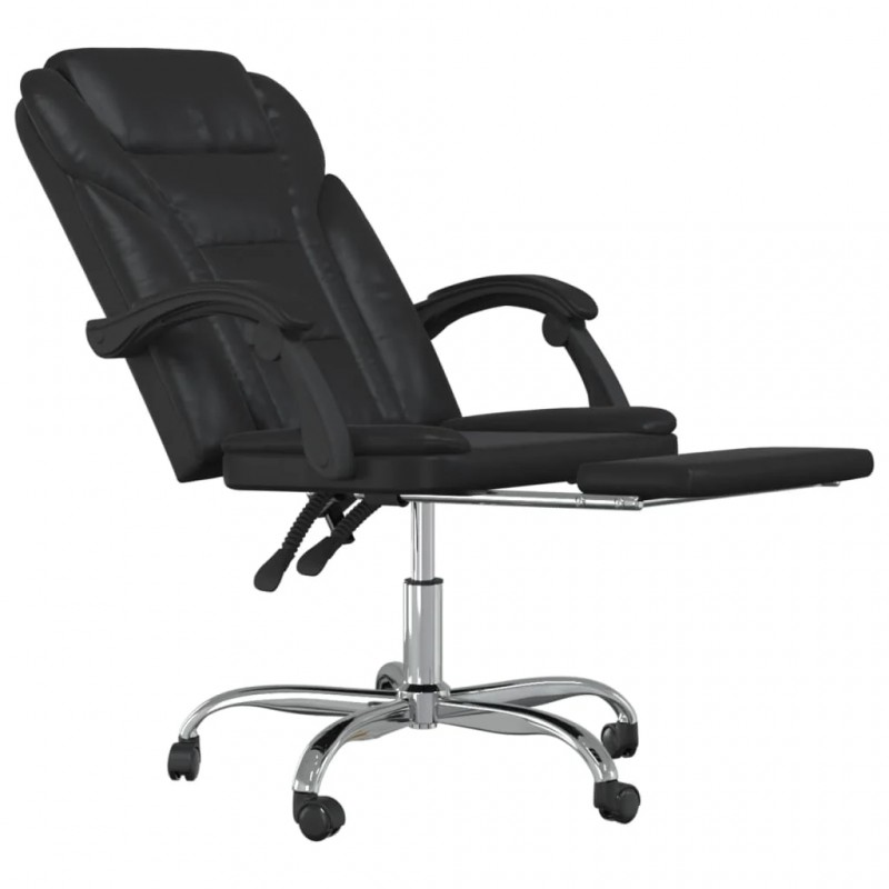 Reclining Office Chair Black Faux Leather Reclining Office Chair Black Faux Leather