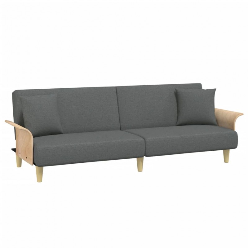 Sofa Bed with Armrests Dark Grey Fabric Sofa Bed with Armrests Dark Grey Fabric