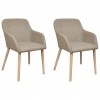 Dining Chairs 2 pcs Beige Fabric and Solid Oak Wood