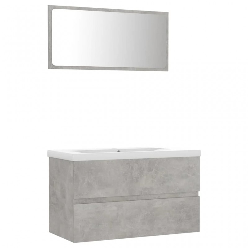 Bathroom Furniture Set Concrete Grey Engineered Wood Bathroom Furniture Set Concrete Grey Engineered Wood