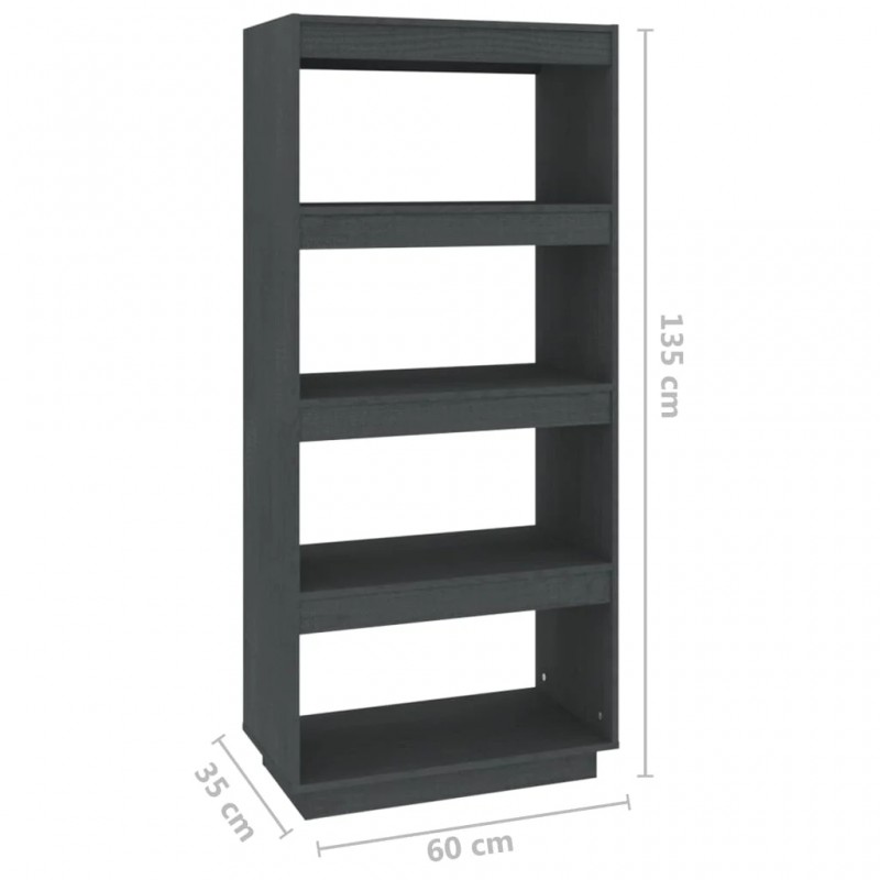 Book Cabinet/Room Divider Grey 60x35x135 cm Solid Pinewood Book Cabinet/Room Divider Grey 60x35x135 cm Solid Pinewood
