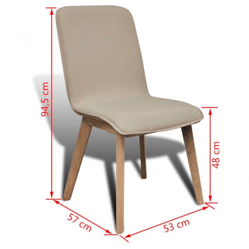 vidaXL Dining Chairs 2 pcs Beige Fabric and Solid Oak Wood vidaXL Dining Chairs 2 pcs Beige Fabric and Solid Oak Wood