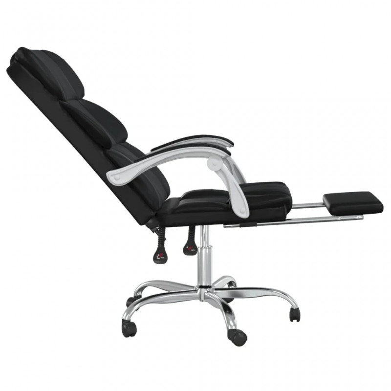 Reclining Office Chair Black Faux Leather Reclining Office Chair Black Faux Leather