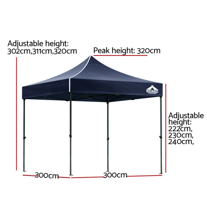 Instahut Gazebo Pop Up Marquee 3x3m Folding Tent Wedding Outdoor Camping Canopy Gazebos Shade Navy Instahut Gazebo Pop Up Marquee 3x3m Folding Tent Wedding Outdoor Camping Canopy Gazebos Shade Navy