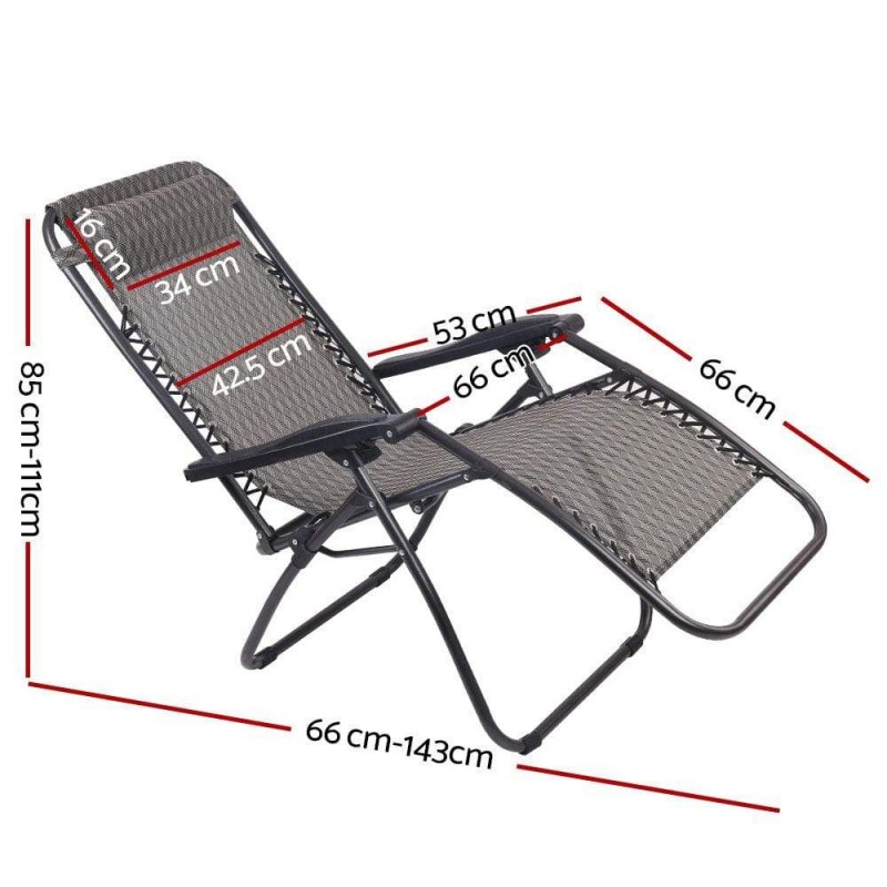 Gardeon Zero Gravity Chair Folding Outdoor Recliner Adjustable Sun Lounge Camping Grey Gardeon Zero Gravity Chair Folding Outdoor Recliner Adjustable Sun Lounge Camping Grey