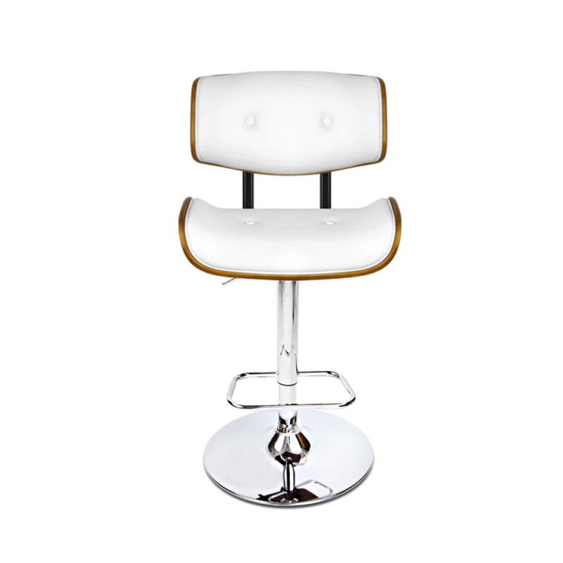 Artiss 2x Bar Stools Gas Lift Leather White Artiss 2x Bar Stools Gas Lift Leather White
