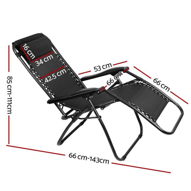 Gardeon Zero Gravity Chair Folding Outdoor Recliner Adjustable Sun Lounge Camping Black Gardeon Zero Gravity Chair Folding Outdoor Recliner Adjustable Sun Lounge Camping Black