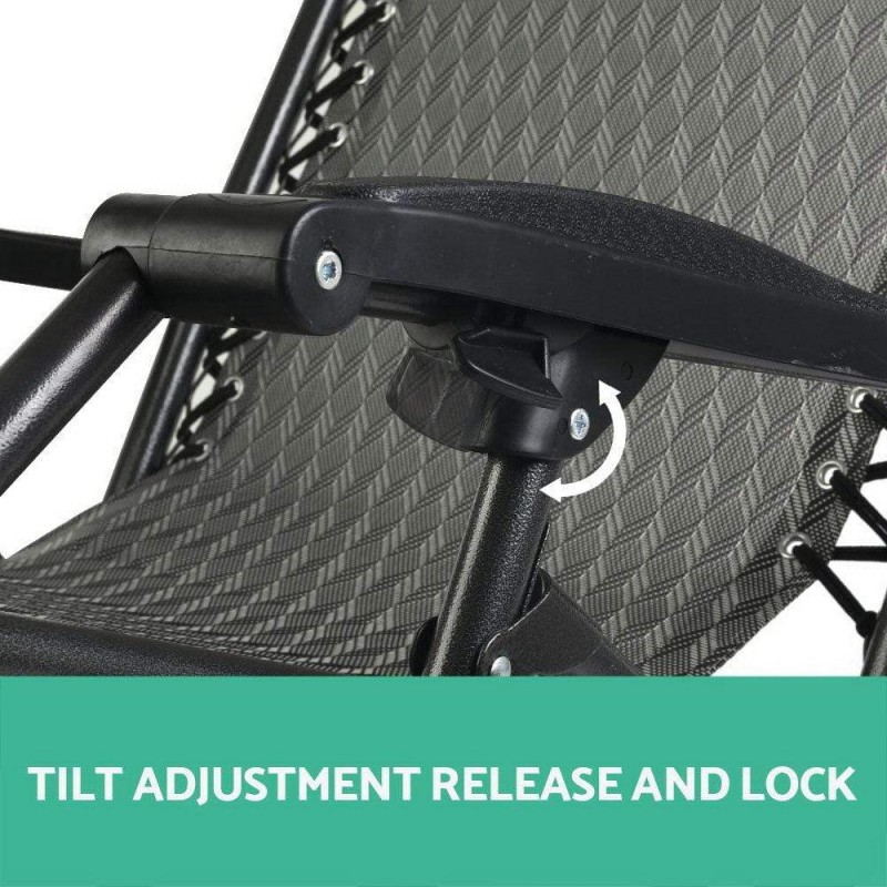 Gardeon 2PC Zero Gravity Chair Folding Outdoor Recliner Adjustable Sun Lounge Camping Grey Gardeon 2PC Zero Gravity Chair Folding Outdoor Recliner Adjustable Sun Lounge Camping Grey