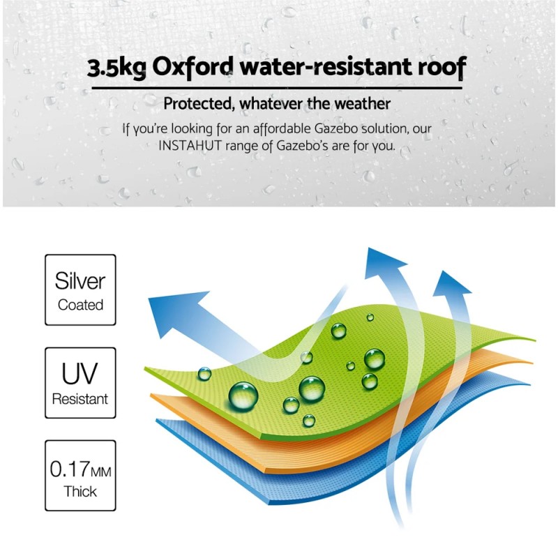 Instahut Gazebo Pop Up Marquee 3x3m Folding Tent Wedding Outdoor Camping Canopy Gazebos Shade White Instahut Gazebo Pop Up Marquee 3x3m Folding Tent Wedding Outdoor Camping Canopy Gazebos Shade White