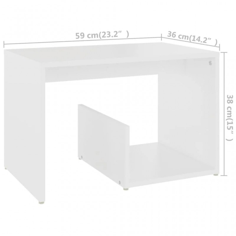 Side Table White 59x36x38 cm Engineered Wood Side Table White 59x36x38 cm Engineered Wood