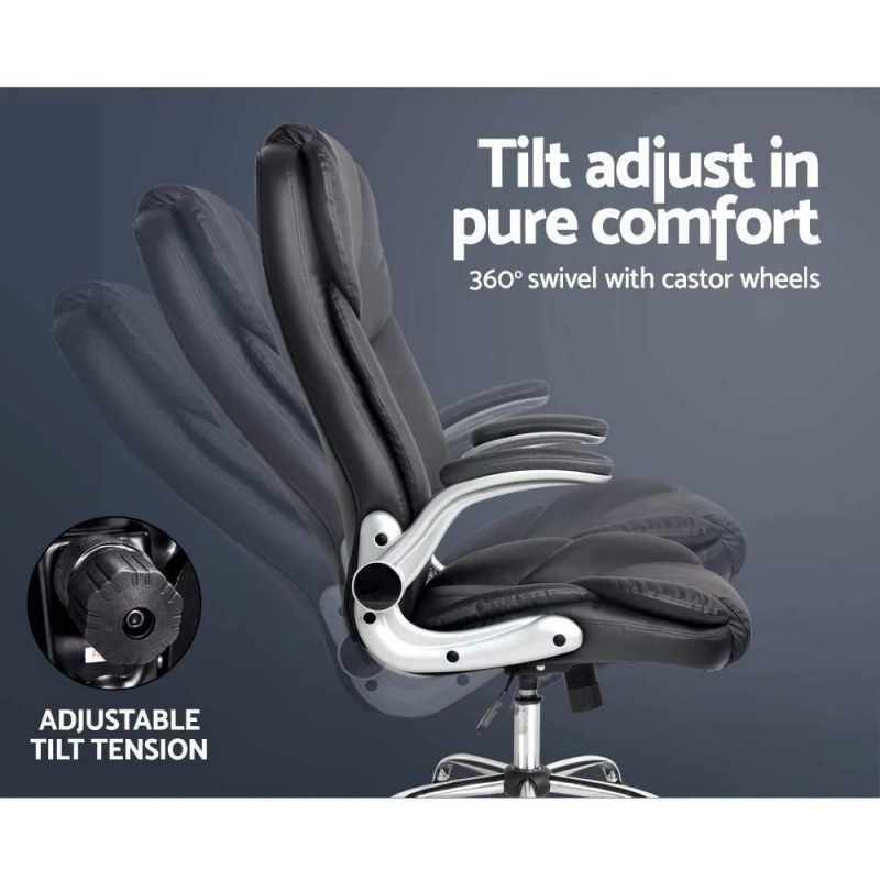 Artiss Executive Office Chair Leather Tilt Black Artiss Executive Office Chair Leather Tilt Black