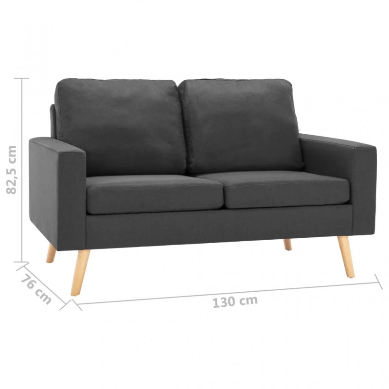 2-Seater Sofa Dark Grey Fabric 2-Seater Sofa Dark Grey Fabric