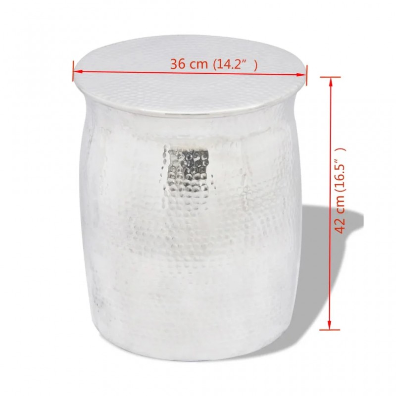 Hammered Aluminium Stool/Side Table Silver Hammered Aluminium Stool/Side Table Silver