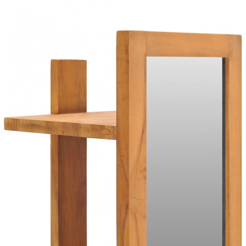 Wall Mirror with Shelves 30x30x120 cm Solid Teak Wood Wall Mirror with Shelves 30x30x120 cm Solid Teak Wood