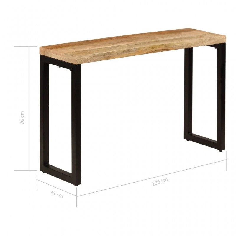 Console Table 120x35x76 cm Solid Wood Mango and Steel Console Table 120x35x76 cm Solid Wood Mango and Steel
