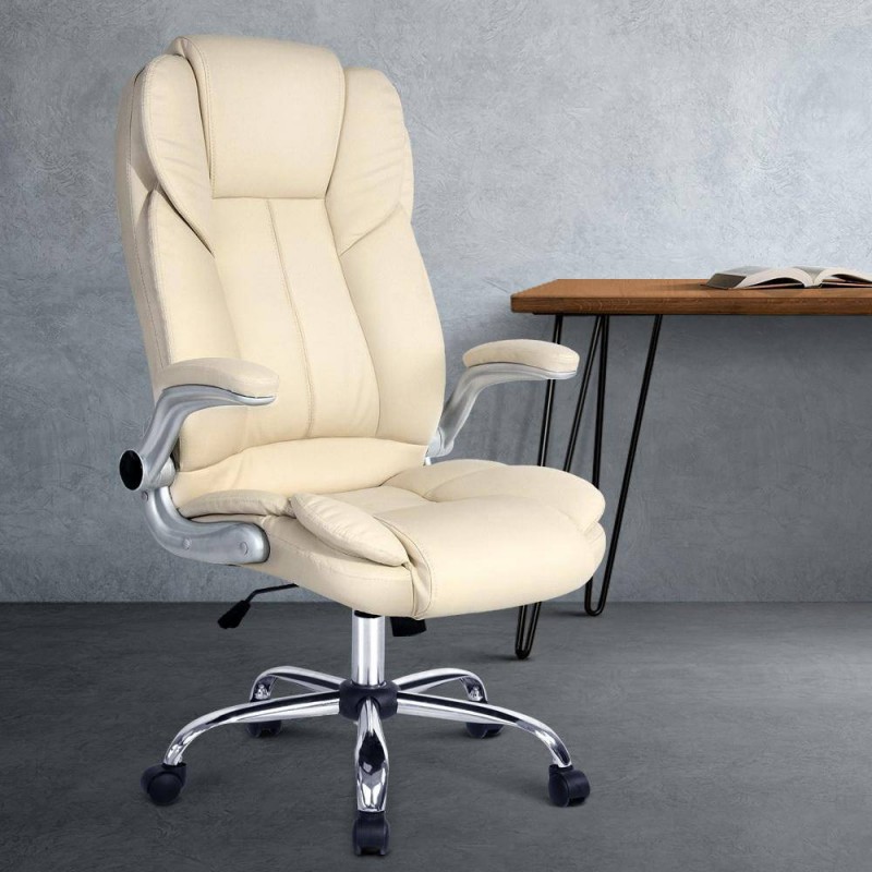 Artiss Executive Office Chair Leather Tilt Beige Artiss Executive Office Chair Leather Tilt Beige