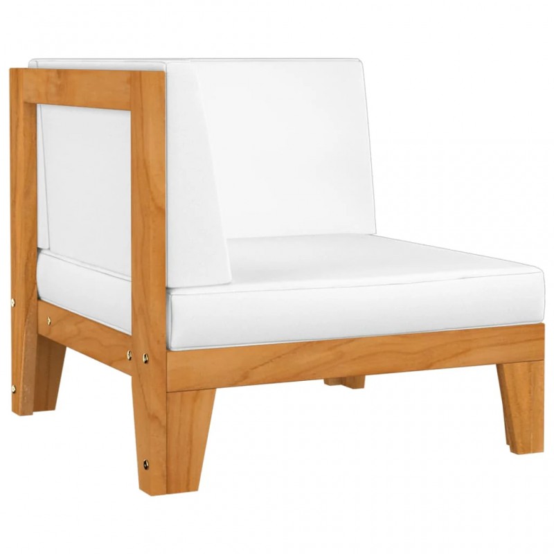 2-Seater Sofa with Cream White Cushions Solid Acacia Wood 2-Seater Sofa with Cream White Cushions Solid Acacia Wood